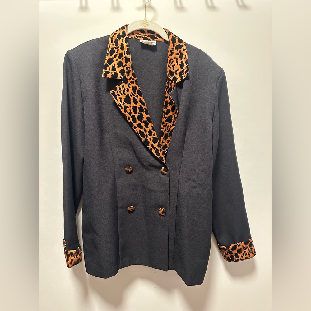 Metro Express Vintage Leopard Blazer Size XL 13/14